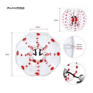 Bumper Ball PlayPro 1,2 m – Red/Blue Clear med vindu (Barn)
